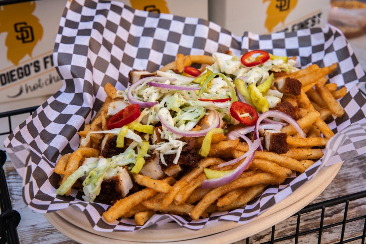 Loaded fries at the ballpark